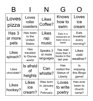 Human BINGO Card