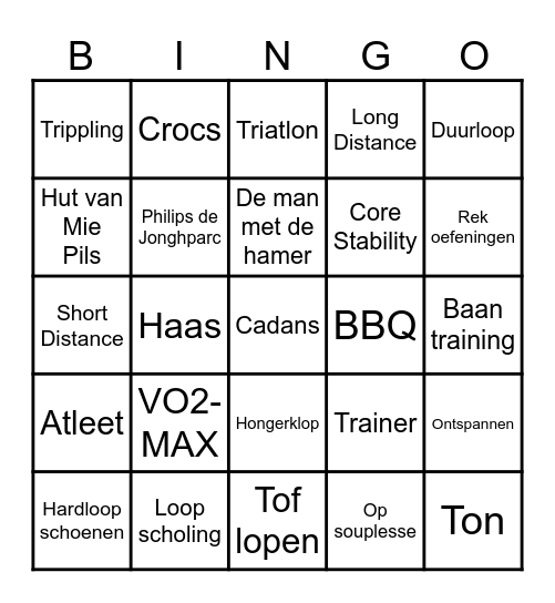 Running Team Eindhoven Bingo Card