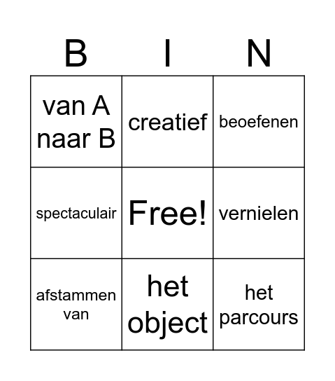 FREERUNNEN Bingo Card