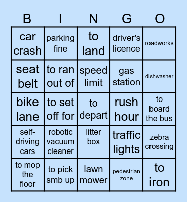 Transport & Appliances Bingo Card