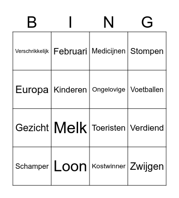 Losse handen Bingo Card