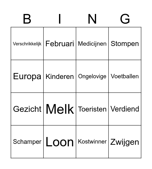 Losse handen Bingo Card