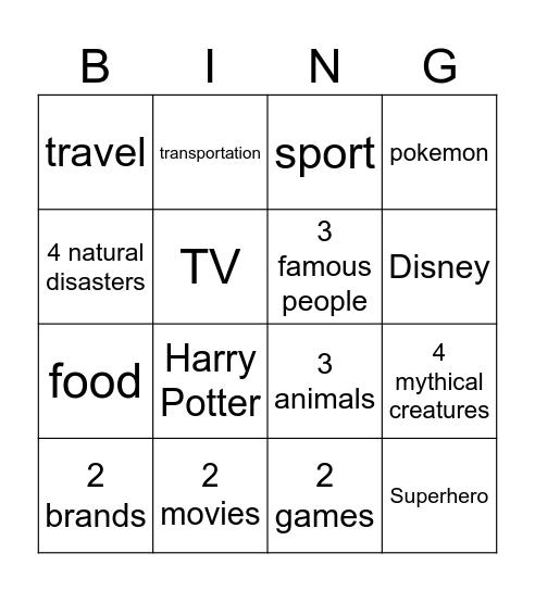 Untitled Bingo Card