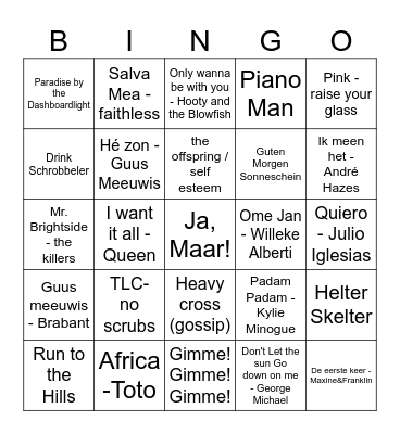 Sanne Bingo Card