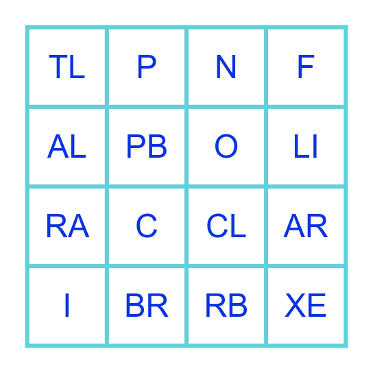 ELEMENTOS TABLA PERIÓDICA Bingo Card