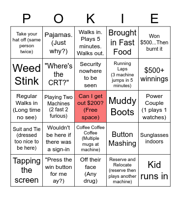 The Green Line Tour Bingo Card