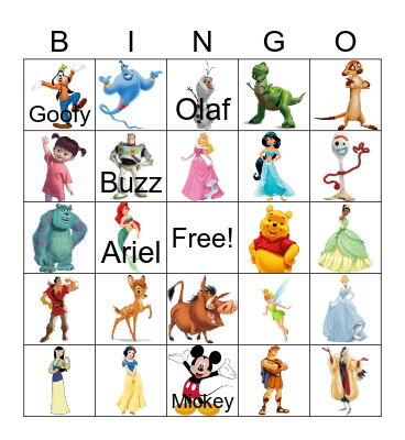 Disney Characters Bingo Card