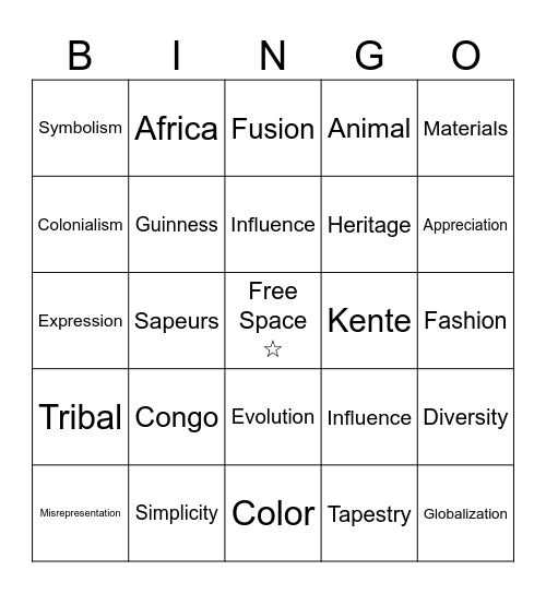 Threads of Tradition: Africa Bingo Card