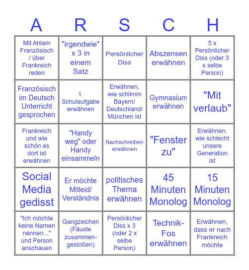 Schringo Bingo Card