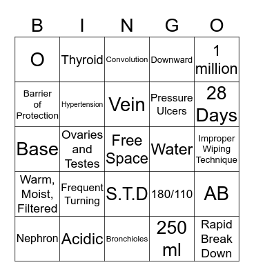 Health Science Review  Bingo Card