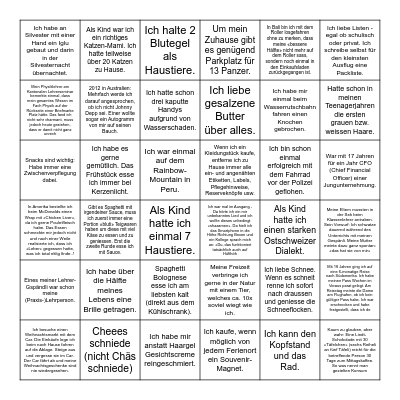 Fun Facts - Bingo Card