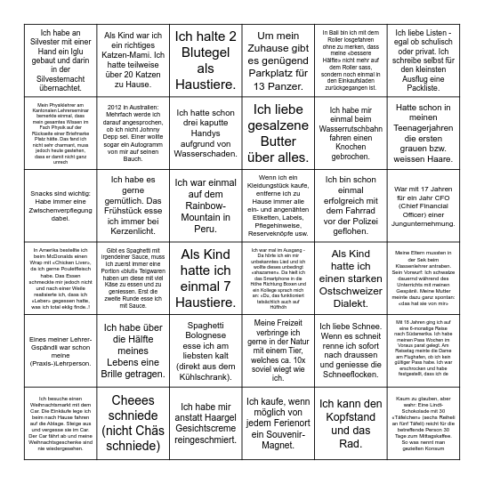 Fun Facts - Bingo Card