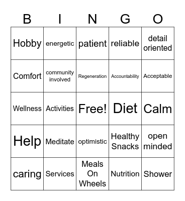 AGING Bingo Card