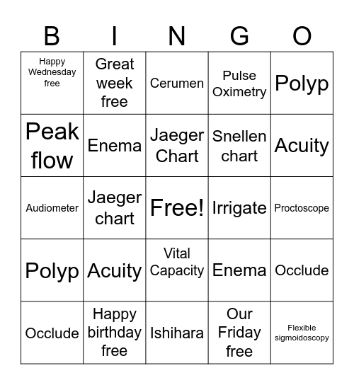 Chapter 36 Bingo Card