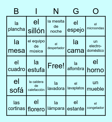 SP2 / U2 Household Items Bingo Card