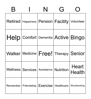 AGING Bingo Card