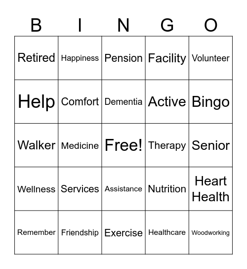 AGING Bingo Card