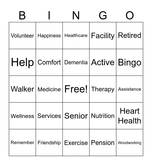 AGING Bingo Card