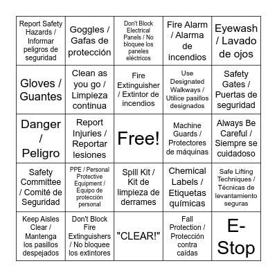 March 2024 Safety Bingo / bingo de seguridad Bingo Card