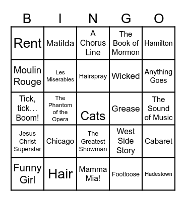 🙀Musikalbingo🙀 Bingo Card