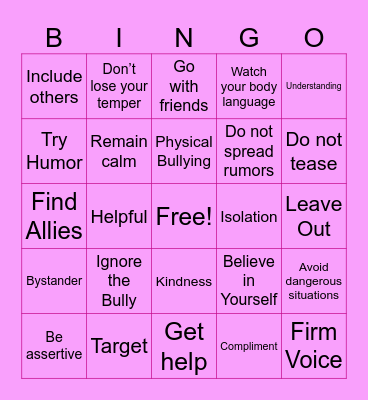 Kindness Bingo Card