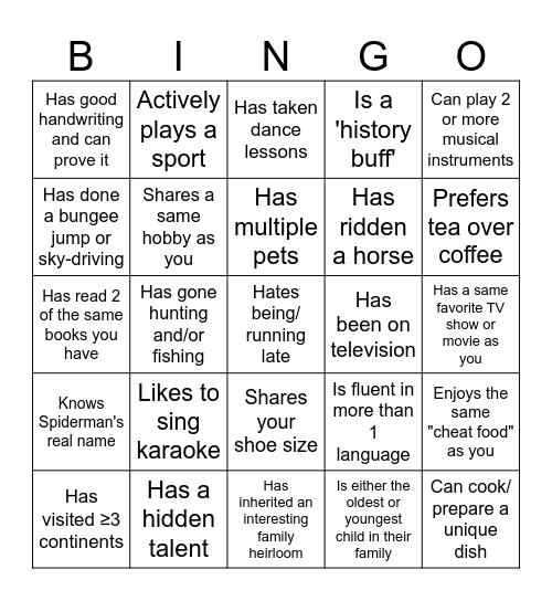 Untitled Bingo Card