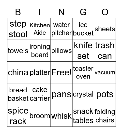 BRIDAL BINGO Card