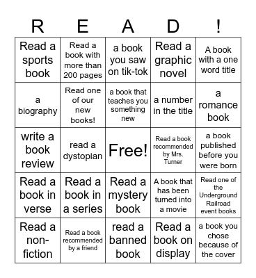 March Reading Month Bingo Card