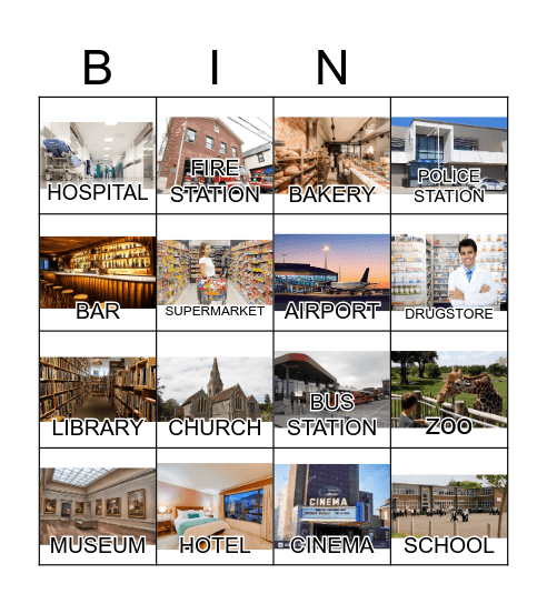 Places in the city Bingo Card