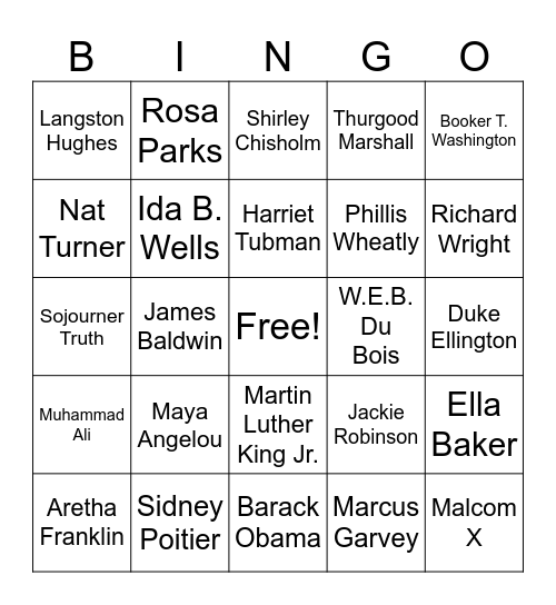 Black History Month Bingo Card