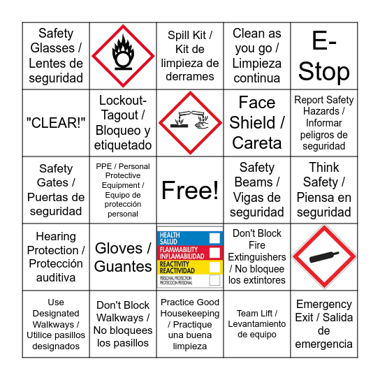 March 2024 BONUS GAME! Safety Bingo / bingo de seguridad Bingo Card