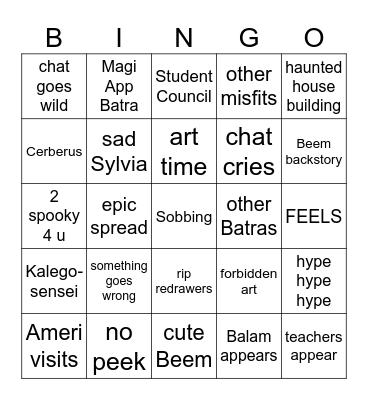 Uuuee Bingo Card