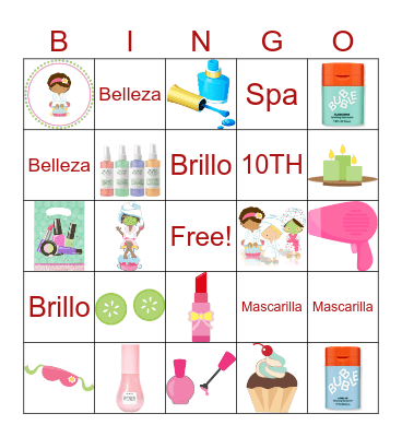 Spa Party Bingo Card