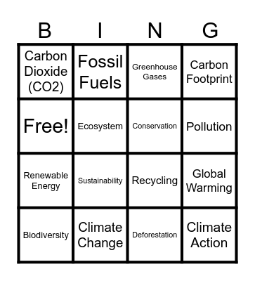 Climate Change Bingo Card