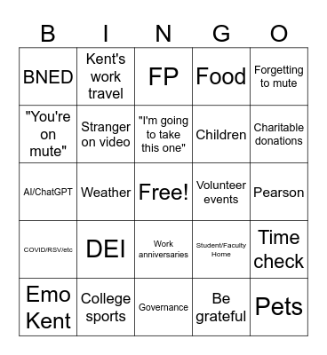 Town Hall Bingo Card