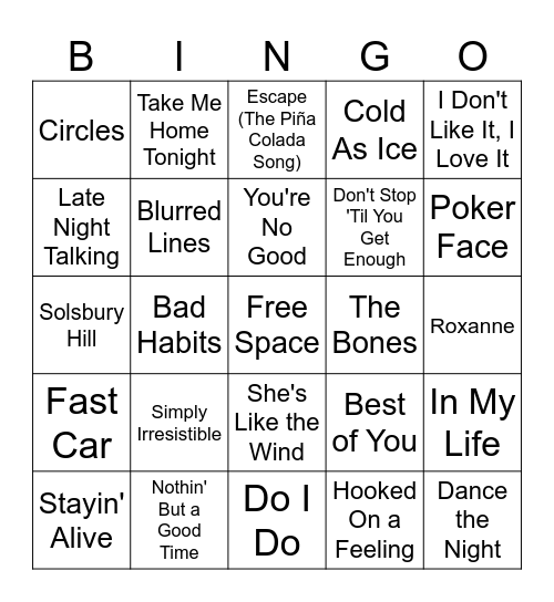 Music Bingo #20 Bingo Card