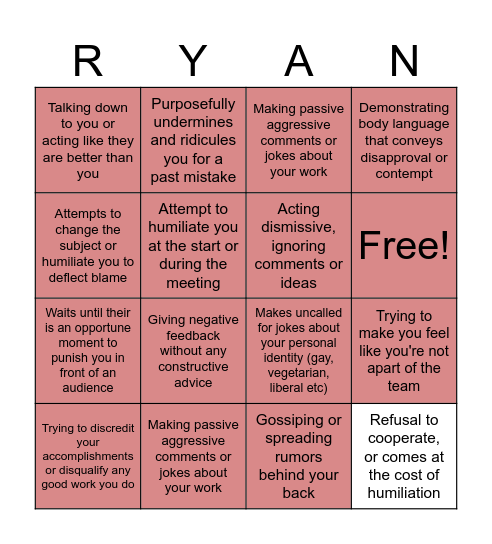 TOXIC COWORKER BINGO Card