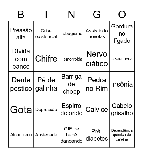 Bingo dos 30 Bingo Card