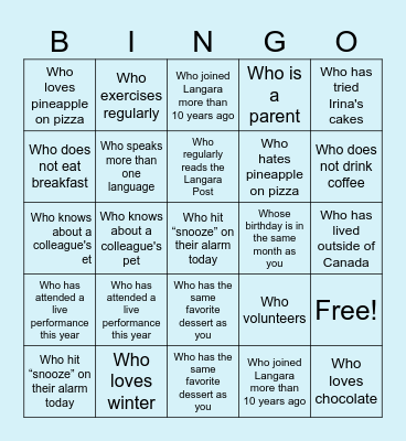 Ice Breaker Bingo Card