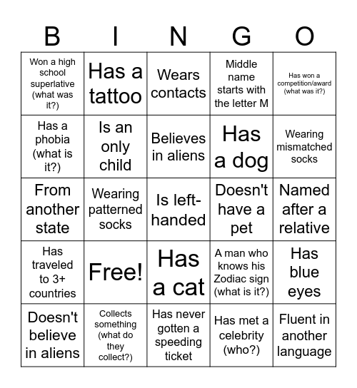 Intern Bingo Card