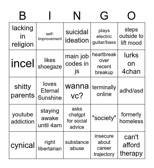 wanna vc? Bingo Card