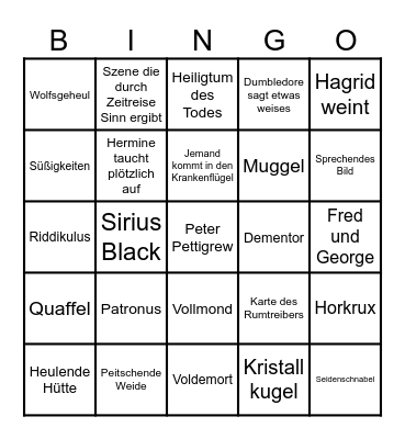 Harry Potter und der Gefangene von Askaban Bingo Card