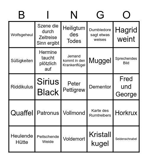 Harry Potter und der Gefangene von Askaban Bingo Card