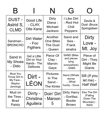 We Should All Eat Dirt Bingo Card