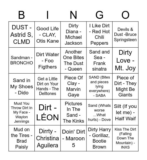 We Should All Eat Dirt Bingo Card
