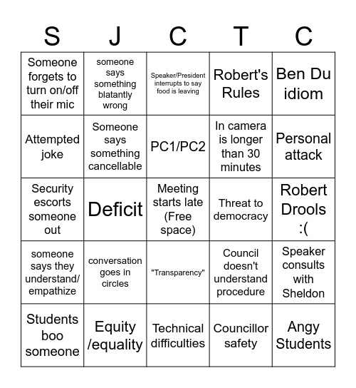 AMS Referendum Approval Bingo Card