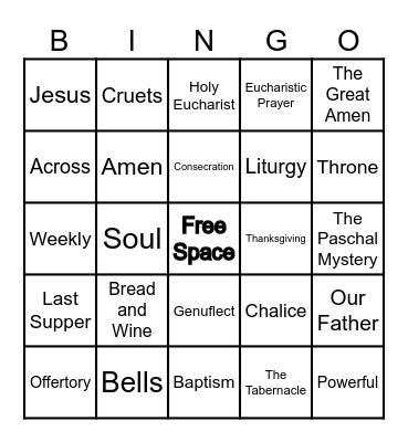 Holy Eucharist Bingo Card