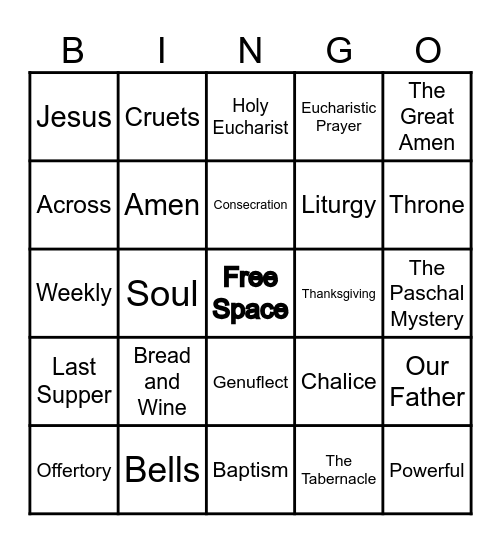 Holy Eucharist Bingo Card