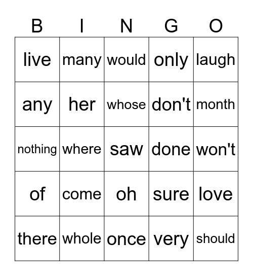 65 Bingo Card