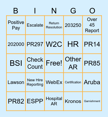 Payroll Accounting Bingo Card